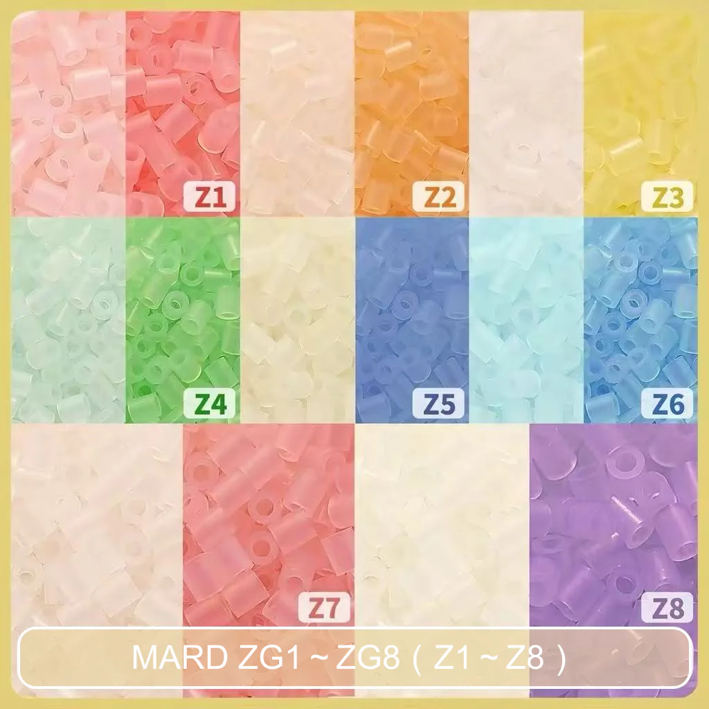 MARD ZG1–ZG8 자외선 변색 비즈 실물 색상표