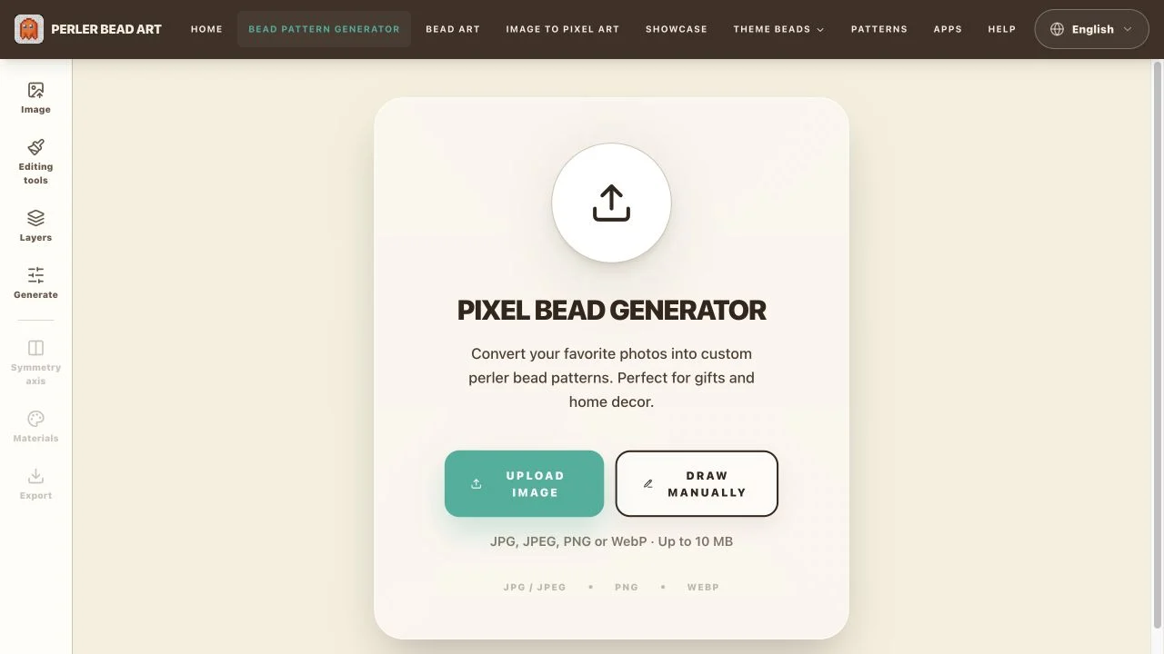 Generator upload screen with numbered upload, manual drawing, and file requirement controls